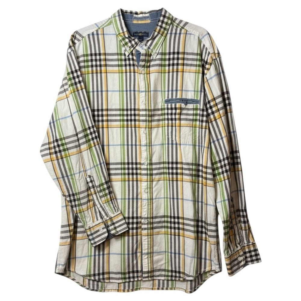 Club Room Button Down Shirt Multicolor Plaid Cotton Casual Long Sleeve 2XL Mens